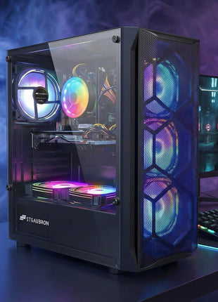 STGAubron Gaming PC Desktop,Core I7,RX 580 8G,16G RAM,512G SSD | Gaming Computer Tower for Streaming,Video Editing,Home,School,I7 up to 3.9GHz,ARGB Fan,WiFi 6,BT 5.0,4K DP,HDMI,Win11 Home