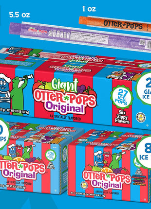 Otter Pops, Giant Original 5.5oz, 27 Ice Pops, Six Zippy Flavors