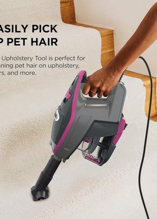 Shark HV371 Rocket Pro DLx Corded Stick, Removable Hand Vacuum, Advanced Swivel Steering, xL Cup, Crevice Tool, Upholstery Tool & Anti Allergen Dust Brush, Fuchsia, Capacity