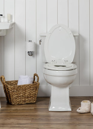 Mayfair NextStep2 Toilet Seat with Built-In Potty Training Seat, Slow-Close, Removable that will Never Loosen, Elongated, White