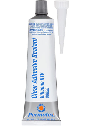 Permatex 80050 Clear RTV Silicone Adhesive Sealant, 3 oz