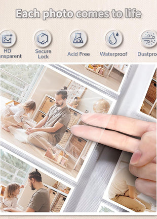 Artfeel Photo Album 4x6 with 300 Pockets,Slip-in Picture Albums,Linen Cover Memory Book with Front Window,White Page Vertical Photo Book for Wedding,Family,Anniversare,Baby,Vacation,Father's Day