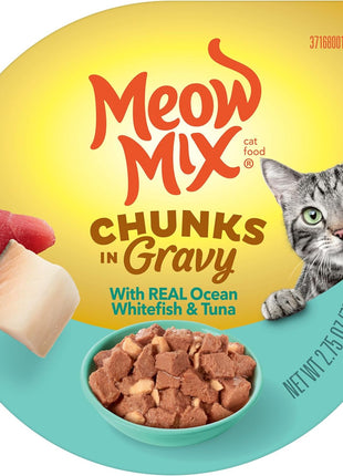 Meow Mix Seafood Favorites Chunks in Gravy Wet Cat Food Variety Pack, 2.75 Ounce (Pack of 12)