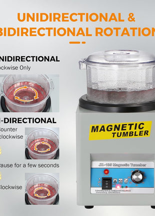 BEAMNOVA Magnetic Tumbler, Jewelry Polisher Machine, With Tub, Lid, 180mm 2000 RPM 1-60 Minute Timing, Unidirectional Rotation / Bi-rolling