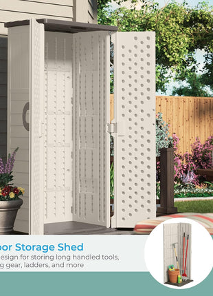Suncast Vertical Outdoor Storage Shed with All-Weather Construction, Vanilla