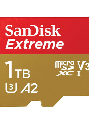 SANDISK 1TB Extreme microSDXC UHS-I Memory Card with Adapter - C10, U3, V30, 4K, 5K, A2, Micro SD Card- SDSQXAV-1T00-GN6MA