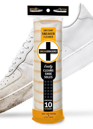 SneakERASERS Instant Sole and Sneaker Cleaner, Premium, Disposable, Dual-Sided Sponge for Cleaning & Whitening Shoe Soles (10 Pack)