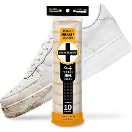 SneakERASERS Instant Sole and Sneaker Cleaner, Premium, Disposable, Dual-Sided Sponge for Cleaning & Whitening Shoe Soles (10 Pack)