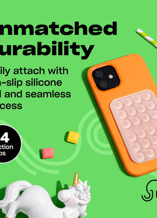 OCTOBUDDY Classic - Silicone Suction Phone Case Adhesive Mount - Hands-Free, Strong Grip Holder for Selfies and Videos - iPhone and Android Compatible - 2.25′′ x 3.25′′, Chalk Pink