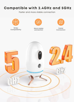 Dog Camera with Treat Dispenser, 2K 330° View Pet Monitor with Phone App, Night Vision, 2.4 &5G WiFi, Interactive 2-Way Audio Speaker, Motion Detection, Smart Home Indoor Cam, No Subscription Fee