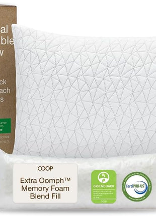 Coop Home Goods Original Adjustable Pillow, Queen Size Bed Pillows for Sleeping, Cross Cut Memory Foam Pillows - Medium Firm Back, Stomach and Side Sleeper Pillow, CertiPUR-US/GREENGUARD Gold