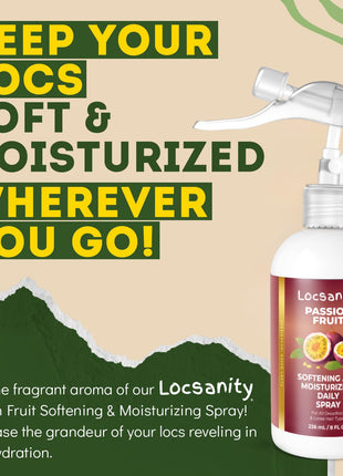 Loc Spray - Locsanity Daily Moisturizing Refreshing Spray for Dreadlocks, Locs, Sisterlocks - Passion Fruit Hair and Scalp Moisturizer for Dry Locs, Braids - Lightweight Plant-Based Care (8 fl oz)
