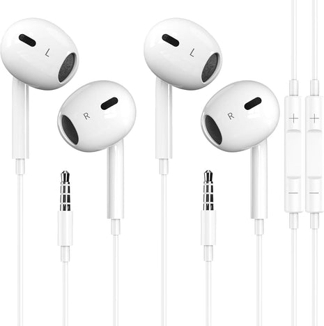 Docutca 2 Pack Wired Earbuds/Wired Headphones with 3.5mm Jack Earphones[MFi Certified] with Microphone Volume Control Compatible for iPhone,iPad,iPod,Computer,MP3/4,Android Most 3.5mm Audio Devices