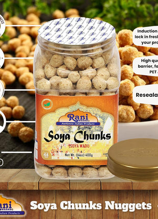 Rani Soya Chunks Nuggets (High Protien) Vadi 14oz (400g) ~ All Natural, Salt-Free | Vegan | No Colors | Gluten Friendly | NON-GMO | Kosher | Indian Origin | Meat Alternate Substitute