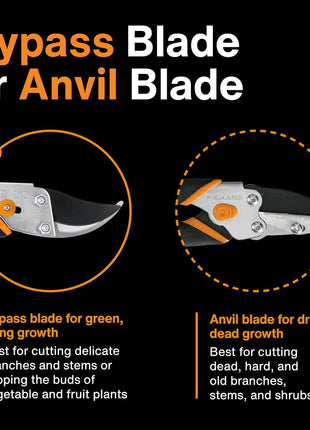 Fiskars Bypass Pruning Shears, 5/8-Inch Cut Capacity Garden Clippers, Gardening Scissors with Sharp, Rust Resistant Steel Blade