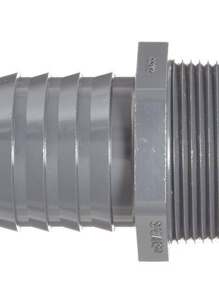 Spears 1436 Series PVC Tube Fitting, Adapter, Schedule 40, Gray, 1-1/2 inch Barbed x NPT Male