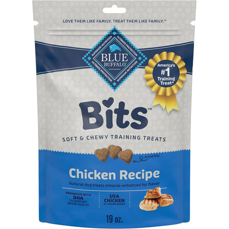Blue Buffalo Bits Soft Dog Treats for Training, Made With Natural Ingredients & Enhanced with DHA, Chicken Recipe, 19-oz Bag