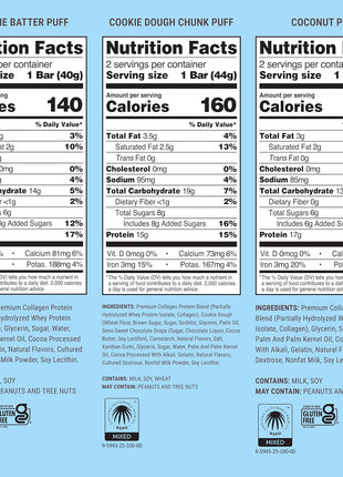 Built Bar, Puff Protein Bars, Variety Pack, Collagen, On-the-go Snacks, Breakfast Bar, Mixed Sampler, 12 Pack