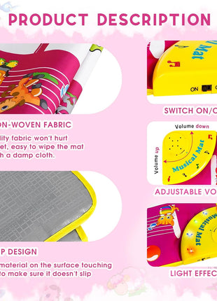 Floor Piano Mat, Toddler Girl Toys Musical Mat, 1 2 3 Year Old Girl Gifts | Keyboard Floor Playmat, 39.5" Electronic Music Animal Sound Touch Play Blanket, Dancing Mat
