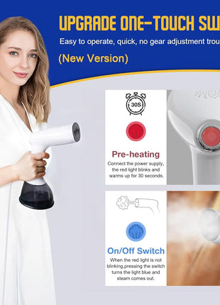 Rolipo Steamer for Clothes 1350W, Clothes Steamer for Home, Office, Travel, Upgraded 400ML Large Capacity Water Tank, Wrinkle Remover