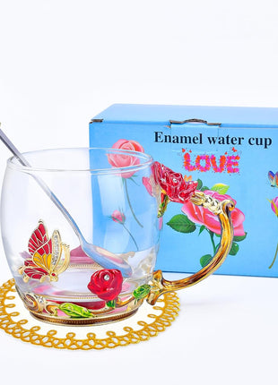 Gifts for Mom Women Stocking Stuffers for Women Christmas Glass Coffee Enamels Mug Valentines Gifts for Her Girlfriend Wife Best Birthday Valentine's Mothers Day from Daughter Son Tea Cup