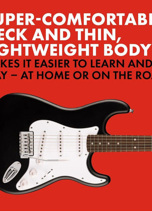 Fender Squier Debut Stratocaster Beginner Electric Guitar, Matte Black | Starter electric guitar for kids and adults, free lessons, 2-year warranty, iconic Strat shape, under $200