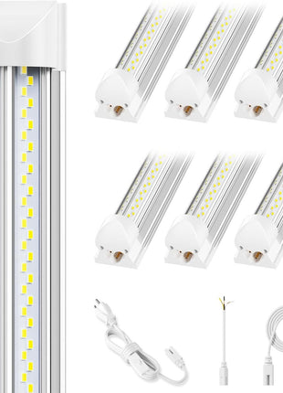 ELEKICO 6 Pack 100w 8ft Led Shop Light, Super Bright 15000lm 5000k V Shape 8' Led Shop Lights, Linkable 8 Foot Led Shop Lights for Garage Warehouse, Supermarket, Basement, Barn, Storage Area