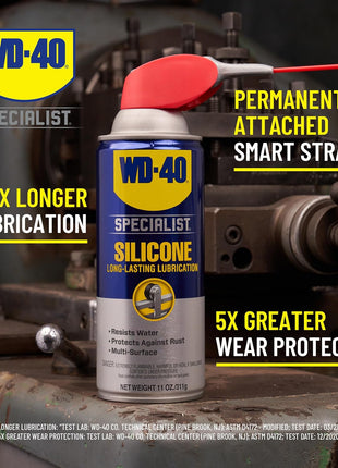 WD-40 Specialist Silicone Lubricant with SMART STRAW SPRAYS 2 WAYS, 11 OZ