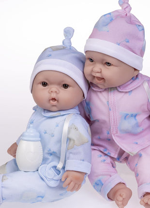 Twins 13" Realistic Soft Body Baby Dolls | JC Toys - Berenguer Boutique | Twins Gift Set with Removable Outfits and Accessories | Pink and Blue | Caucasian | Ages 2+