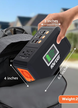 HOWEASY Portable Power Station,120W(240W Peak) Solar Generator,88Wh Lithium Battery Power with 110V AC Outlet/DC/USB/LED Light for Outdoor Camping Trip Hunting Emergency(Solar Panel Optional)