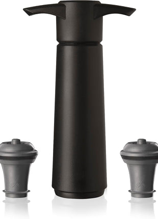 Vacu Vin Original Saver Wine Bottle Stopper – With 2 Vacuum Stoppers – Preserver Wine Stopper with Pump for Red or White Wine – Wine Accessories to Keep Wine Fresh – Airtight Seal Stoppers – Black