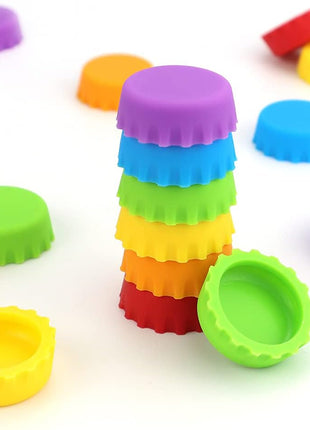 LEEFONE 18 Silicone Reusable Caps for Home Brew & Soft Drink Bottles, Soda & Wine, Multi color