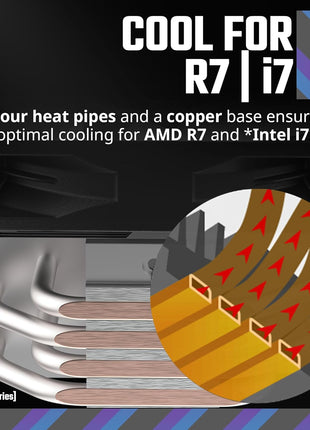 Cooler Master Hyper 212 Spectrum V3 ARGB CPU Air Cooler, 4 Heat Pipes | AMD AM5/AM4 & Intel LGA1851/1700 Support Cooler, Quiet Cooling, 120mm PWM Fan, ARGB, 152mm, Easy Installation
