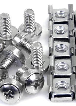 StarTech 50-Pack M6 12mm Screws, Square Hole Cage Nuts and Installation Tool, Hardware Mounting Kit for 19 inch or 10 inch Server Racks, Cabinets and Enclosures, Silver - TAA