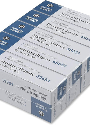 Business Source Chisel Point Standard Staples, 5/Pack (65651)