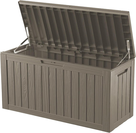 80 Gallon Lockable Resin Deck Box, Waterproof Outdoor Storage Box for Patio Furniture, Garden Tools, Pool Accessories, UV-Resistant Outside Delivery Box, Black