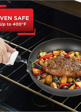 T-Fal Ultimate Hard Anodized Nonstick Fry Pan Set 2 Piece, 8, 10 Inch, Oven Broiler Safe 400F, Kitchen, Cookware, Pots and Pans Set Non Stick, Frying Pans, Dishwasher Safe, Onyx
