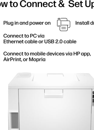 HP Color LaserJet Pro 4201dn Printer, Print, Fast speeds, Easy Setup, Mobile Printing, Advanced Security, Best-for-Small Teams. Ethernet & USB only. Not Wireless. White
