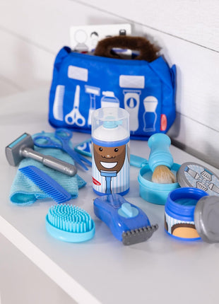 Melissa & Doug Barber Shop Pretend Play Set for Kids (16 Piece) – Shaving Toys, Wearable Beard & Grooming Accessories – Role Play Kit for Boys & Girls Ages 3+