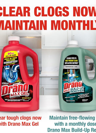 Drano Max Gel Drain Clog Remover and Cleaner for Shower or Sink Drains, Unclogs and Removes Hair, Soap Scum, Blockages, 32 oz