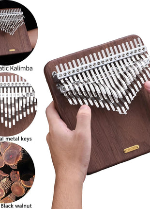 LingTing Kalimba 42 keys Solid Walnut Wood Thumb Piano Chromatic Mbira Finger Piano Gift for Adult Beginners Professional(LT-K42W,Moon Whisperer)