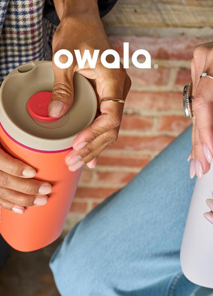 Owala SmoothSip Slider Insulated Stainless Steel Coffee Tumbler, Reusable Iced Coffee Cup, Hot Coffee Travel Mug, BPA Free 12 oz, Vanilla Bean