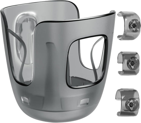 Stroller Cup Holder Fits for UPPAbaby Vista/Vista V2/Vista V3/Cruz/Cruz V2/Minu/Minu V2/Minu Duo, Securely Hold The Cup, Quick Attachment, Folds with Stroller, Drinking On The Go, Black (Grey)