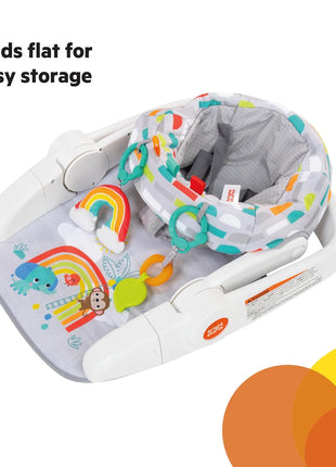 Bright Starts Learn-to-Sit Baby Floor Seat, 2-Positions Grow with Infant, Portable Baby Chair, Includes Sensory Toys, Unisex, 4-12 Months, Playful Paradise