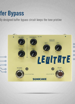 SONICAKE Delay Reverb 2 in 1 Guitar Effects Pedal Digital Levitate