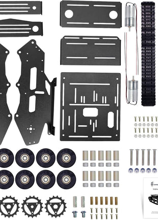 Smart Robot Car Chassis Kit Full Metal Big Tank Chassis with 2WD Motors for Arduino Raspberry Pi Jetson Python DIY Smart Car Learning Kit(Black, with DC Motor)