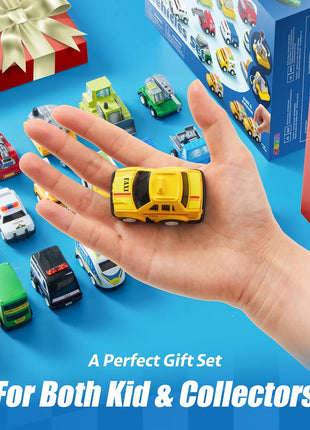 JOYIN 18 Pcs Pull Back City Cars and Trucks Toy Vehicles Set, Friction Powered Mini Cars Toys for Toddlers, Party Favors for Kids 3-5, Birthday Gifts for Boys and Girls, Goodie Bag Stuffers