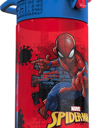 Zak Designs Marvel SpiderMan Kids Spout Cover and Built-in Carrying Loop Made of Plastic, Leak-Proof Water Bottle Design (16 oz, BPA-Free)