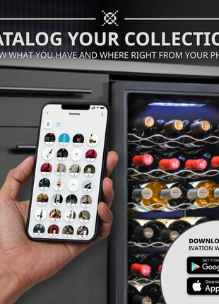 Ivation 51 Bottle Compressor Wine Cooler Refrigerator with Wi-Fi Smart App Control Cooling System | Large Freestanding Wine Cellar Fridge For Red White Champagne or Sparkling, Black Glass Door & Lock