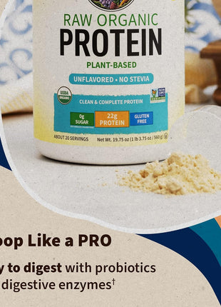 Garden of Life Organic Vegan Protein Powder, Plant Based & BCAAs, Organic Protein Powder with Probiotics & Enzymes, Non-GMO, Gluten-Free Lactose Free 1.2 LB